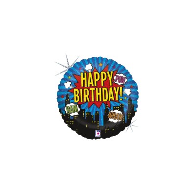 GLOBO FOIL 18'SUPERHEROE HAPPY BIRTHDAY