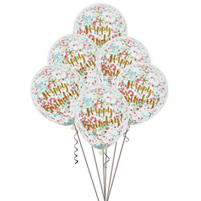 GLOBO CONFETTI HAPPY BRTDAY 6 UND