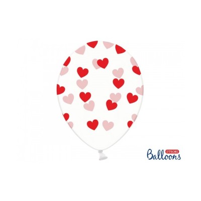 GLOBOS TRANSPARENTE CORAZONES 6 UND
