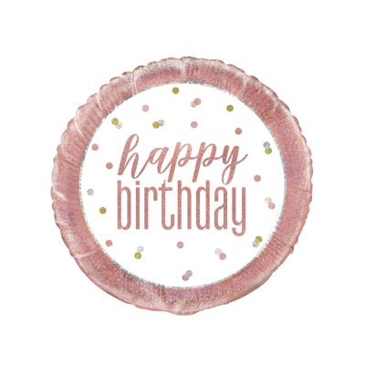 GLOBO FOIL ¨HAPPY BIRTHDAY¨ ROSA ORO 18'