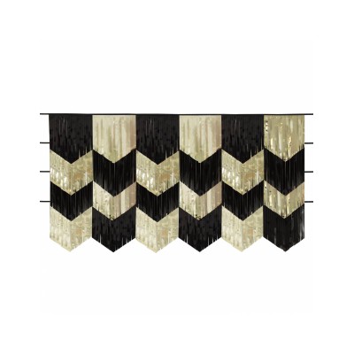 CORTINA DE FLECOS NEGRO Y DORADO 1.82 CM