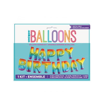 GLOBO FRASE ¨HAPPY BIRTHDAY ¨ ARCOIRIS