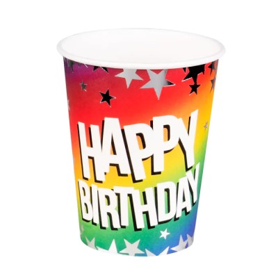 10 VASOS DE PAPEL 'FELIZ CUMPLEAÑOS'