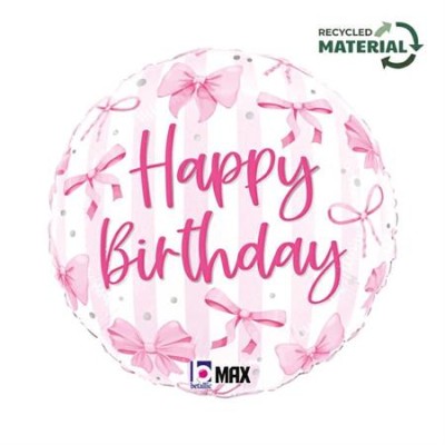 BURBUJA ROSA HBDAY CON LAZO 35 CM