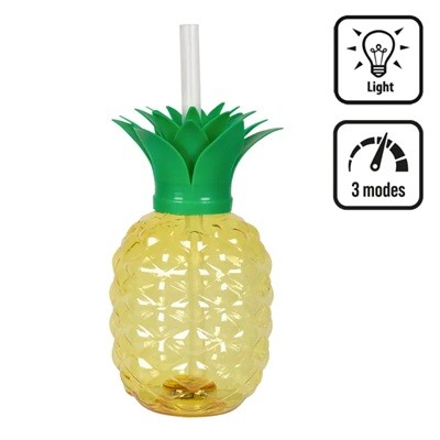 VASO LED CON FORMA DE PIÑA Y PAJITA