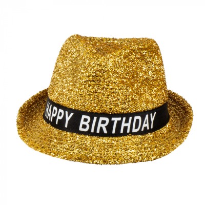 GORRO BRILLO HAPPY BIRTHDAY ORO