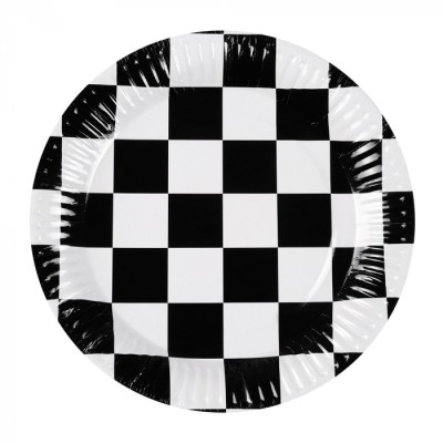 PLATOS TEMA COCHES BLANCO Y NEGRO 10 UND