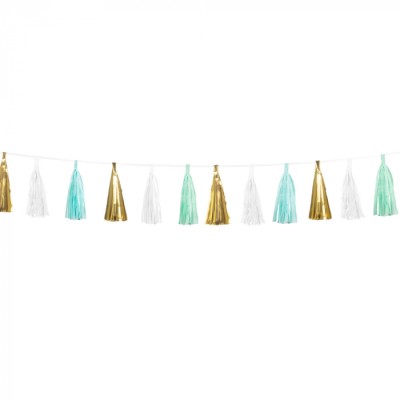 GUIRNALDA TASSEL TONOS MINT Y ORO 3 MT