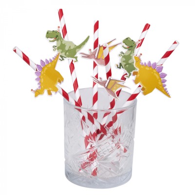 PAJITAS CARTON DINOSAURIOS 6 UND