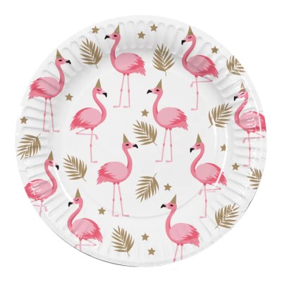 10 PLATOS DE CARTÓN FLAMENCO (Ø 23 CM)
