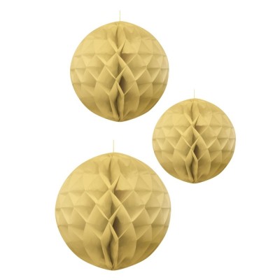 DECO. 3 FAROLES NIDO ORO