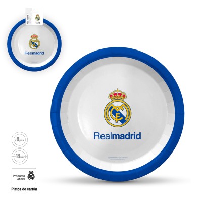 PLATOS CARTON REAL MADRID 18 CM 8 UND