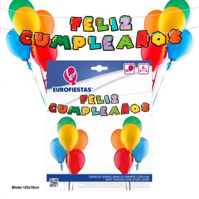 GUIRNALDA CON GLOBOS FELIZ CUMPLEAÑOS 5 MTRS