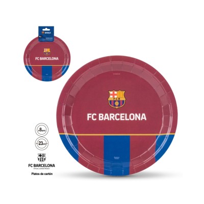 PLATOS FC BARCELONA ESCUDO F.GRANA 23CM 8 UND