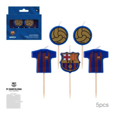 FCB VELAS CUMPLEAÑOS BALONES CAMISETAS Y ESCUDO 5PCS