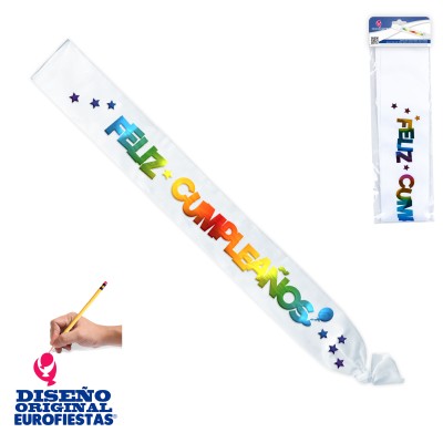 BANDA BLANCA LETRAS MULTICOLOR