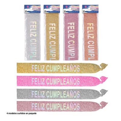 BANDA PURPURINA FELIZ CUMPLEAÑOS IRIDISCENTE