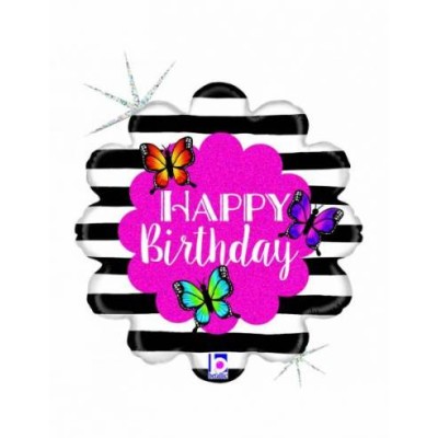 GLOBO HAPPY BDAY MARIPOSAS 18'
