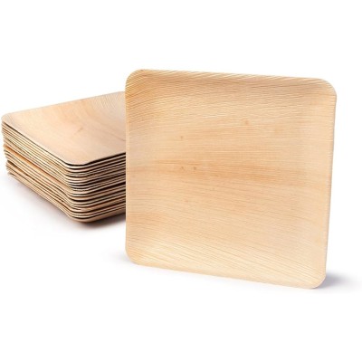 PLATO CUADRADO HOJA DE PALMA 24 CM 25 UND