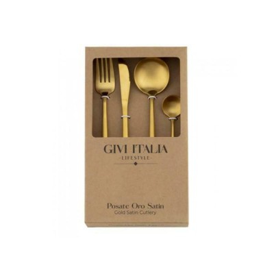 SET CUBIERTOS ORO SATINADO 4 PZAS