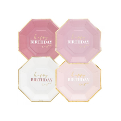 PLATOS HAPPY BIRTHDAY HEXAGONO 19 CM 8 UND