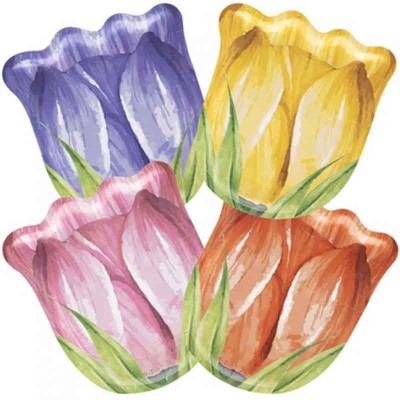PLATO CARTON TULIPANES 22 CM 8 UND