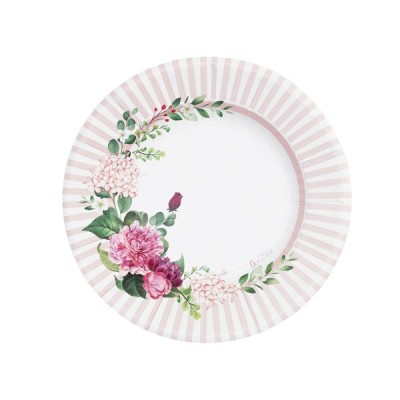 PLATO CARTON FLORAL WHITE 21 CM 8 UND