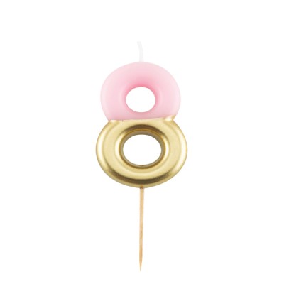 VELA ROSA Y ORO 10,5 CM N.8