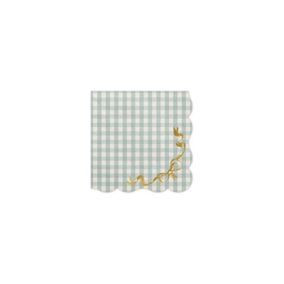 12 SERVILLETAS CUADROS CON LAZO - 33X33 CM