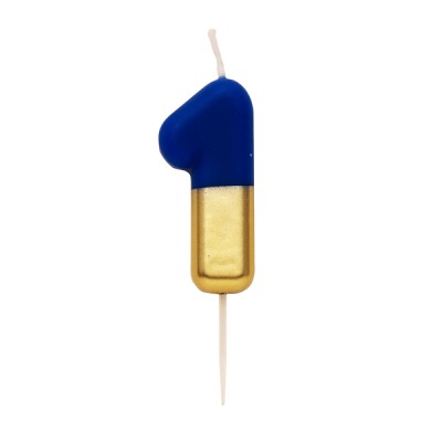 VELA AZUL/ ORO METAL 10.5CM N.1