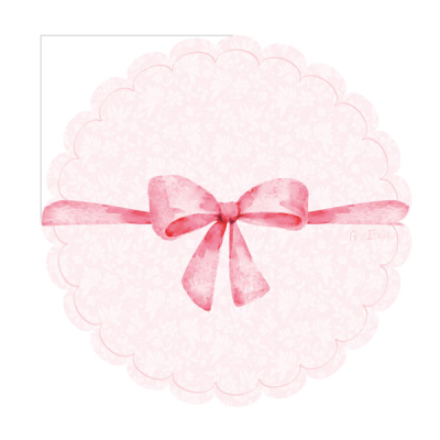 SERVILLETAS REDONDA LAZO ROSA 16 UND