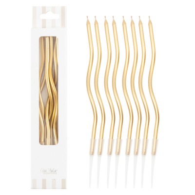 VELA CURVA CON SOPORTE ORO 12.5 CM 8 UND
