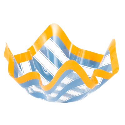 CUENCO PLASTICO 23 CM LINEAS AZUL Y AMARILLO