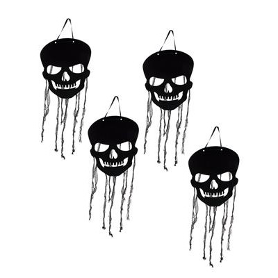 4 ADORNOS COLGANTES CALAVERAS DE 64 CM CON GASA
