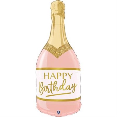 GLOBO FOIL BOTELLA ROSA HBDAY 32'