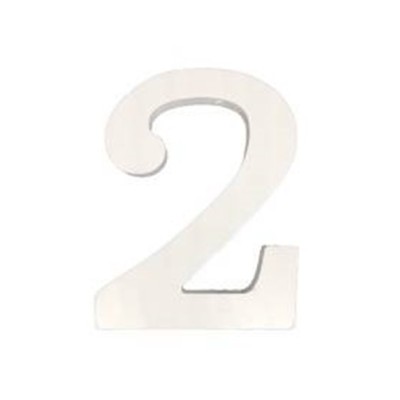 NUMERO MADERA BLANCO 15 CM N.2