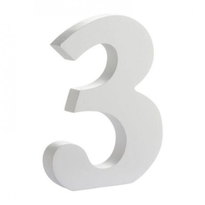 NUMERO MADERA BLANCO 15 CM N.3