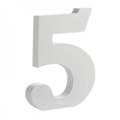 NUMERO MADERA BLANCO 15 CM N.5