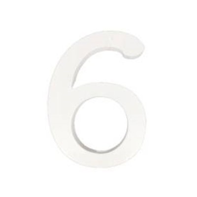 NUMERO MADERA BLANCO 15 CM N.6