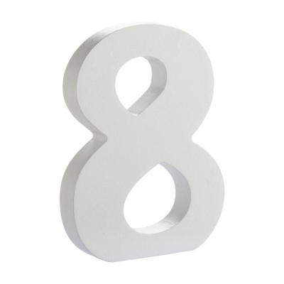 NUMERO MADERA BLANCO 15 CM N.8