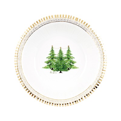 PLATO ORO CON ARBOLES 24 CM 8 UND