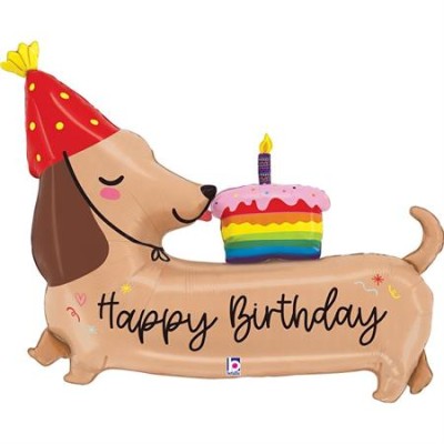 GLOBO FELIZ CUMPLE PERRO SALCHICHA 43'