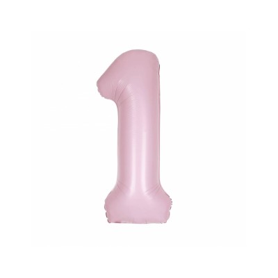 GLOBO NUMERO 1 ROSA PASTEL