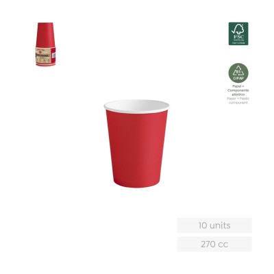VASO CARTÓN ROJO 10 UND