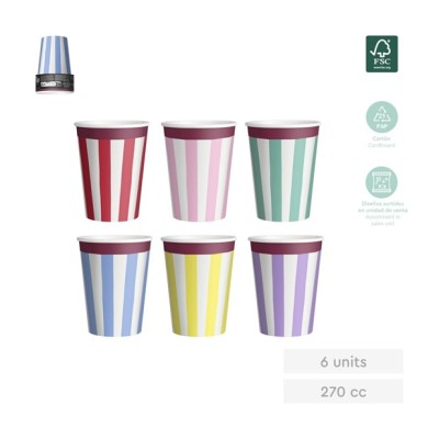 VASO CARTÓN CUMPLEAÑOS 270CC 6UDS