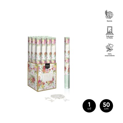 CAÑÓN CONFETI MARIPOSAS BLANCO WEEDING 50CM