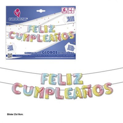 SET GLOBOS FOIL FELIZ CUMPLEAÑOS TONOS CLAROS