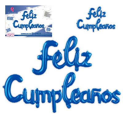 SET GLOBOS FELIZ CUMPLE AZUL