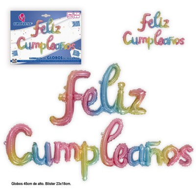 GLOBOS ¨FELIZ CUMPLEAÑOS¨ MULTICOLOR