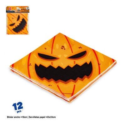 SERVILLETAS COL HALLOWEEN CARA CALABAZA NARANJA